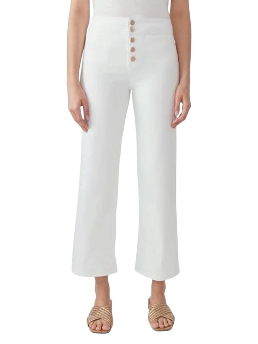 J. McLaughlin - NWT Oaks Jeans White High Rise Cropped Wide Leg Pants Sz 6